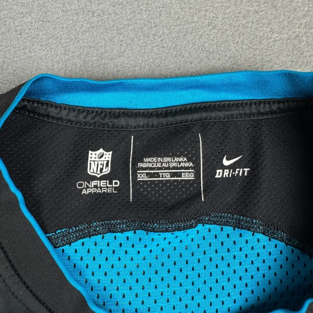 Nike Carolina Panthers NFL Dri-FIT Shirt Mens XXL Black Blue Mesh Training Top